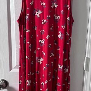 Old Navy Red Floral Print Dress Sleeveless